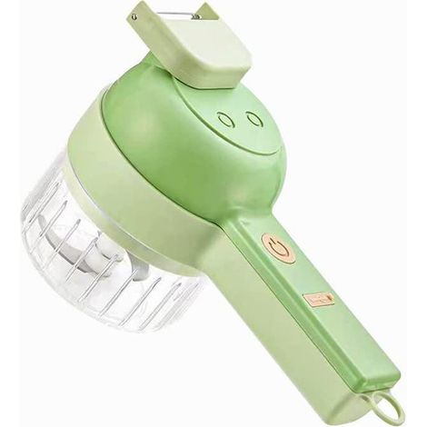 Cortador de verduras eléctrico portátil 4 en 1, procesador de alimentos portátil, cortador de verduras portátil, picadora eléctrica inalámbrica multifuncional para carne, ajo, chile, cebolla, apio y j
