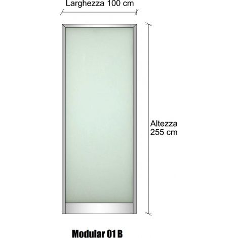 Modulo Continuativo Parete Divisoria in Alluminio e Vetro Satinato - H2550xL1000 mm - Colore Grigio Mix ITALFROM (1/4)