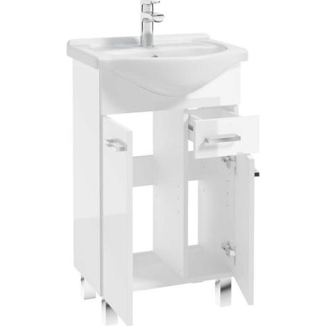 Mobile da bagno su gambe con lavabo, bianco, 50 Mea