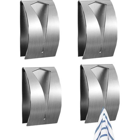 4 piezas,52,37,8 cm,ganchos de pared de acero inoxidable para cocina,soporte para paños de cocina de acero inoxidable,plateado (1/5)