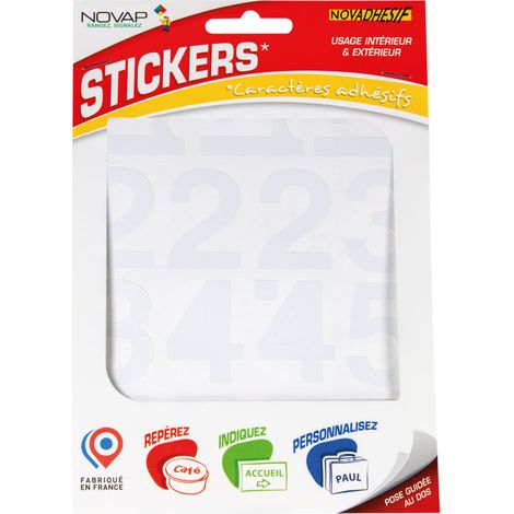 Chiffres autocollants 40mm Blanc NOVADHESIFS - 4370378 (1/5)