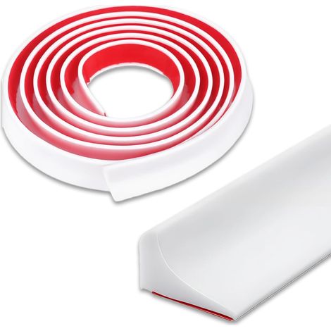 6.6FT Collapsible Silicone Shower Barrier - Silicone Shower Seal Water Resistant and Mould Resistant - Anti Overflow Shower Barrier for Bathtub, Kitchen and Bathroom (White) (1/5)