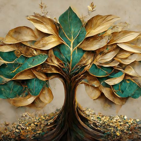 Papier peint panoramique - Arbre 3D - 130 cm x 130 cm (1/2)