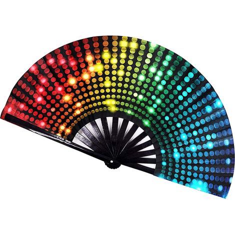 Tragbarer Faltfächer, Handfächer aus Bambusholz, farbenfroher tragbarer Faltfächer aus Bambus – Bühnenaccessoires für Festivals (1/5)