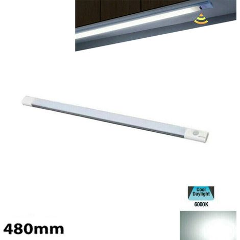 BARRE LED CUISINE LUMIÈRE FROIDE DÉTECTEUR DE MOUVEMENT SOUS MEUBLE RECHARGEABLE 48CM (1/2)