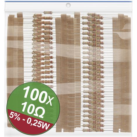 Quadrios 22P062 22P062 Kohleschicht-Widerstand Sortiment 10 Ω axial bedrahtet 0.25 W 5 % 1 Set
