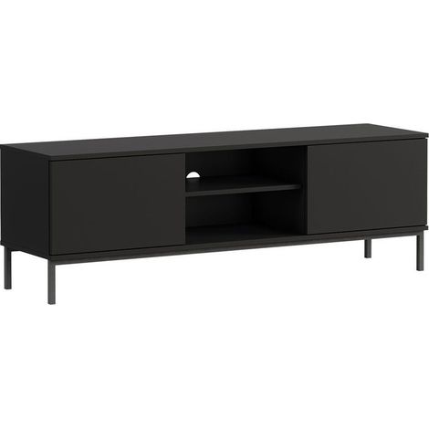 Meuble TV Lomsore 101, Noir, Le nombre de portes: 2, Nombre de tiroirs: 0, 150x50x41cm