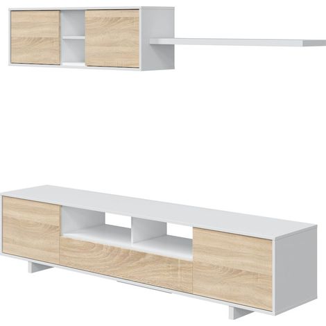 Mueble Salon TV Belus blanco roble (1/4)