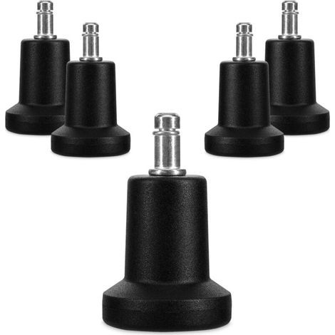 Bürostuhlrollenkappen – 5er-Set Ersatzkappen für 10/22 mm Stuhlrollen – Feste und geräuscharme Sitzbasis für Hartböden (1/4)