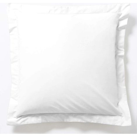 Taie d’Oreiller 65 x 65 cm - 100% Coton - Coloris : Blanc - Finition avec Volant Plat - Fibres Naturelles - Tissage serré - Certifié Oeko-Tex (1/5)