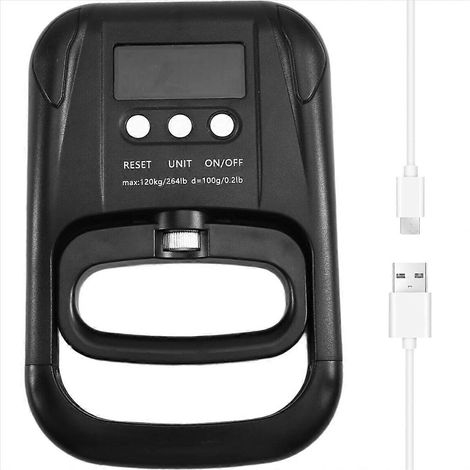 Dynamomètre manuel numérique EH201 120 kg/265 lbs, poignée de musculation, testeur électronique, manomètre, écran LCD, port USB (1/5)