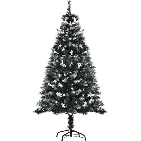 Sapin de Noël artificiel 150 cm, 378 ramas, décoré, support acier pliable démontable (1/5)