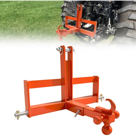 Attelage rapide 3 points Cat. 1 pour tracteur – Capacité 4,5T – Acier revêtu robuste – Pour outils manuels de jardin – Récepteur 2'' avec boule et crochets multi-positions – Compatibilité universelle
