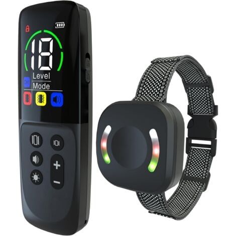 Collier de dressage vibrant - Portée 800 mètres, rechargeable, avec 3 modes lumière LED/son/vibration/vibration forte, niveau d'étanchéité IP67 (1/5)