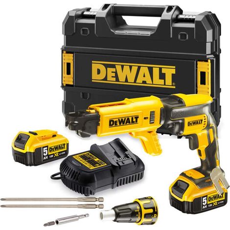 Avvitatore per cartongesso Brushless 18V DEWALT + 2 batterie Li-Ion 5Ah + caricabatterie + valigetta Tstak - DCF620P2K