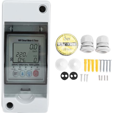 Prise en charge de la minuterie de compteur intelligent WiFi pour la télécommande de l'application Tuya 1PH 63A Disjoncteur multifonctionnel Protecteur de réenclenchement automatique Écran LCD (1/5)