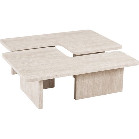 ARALLO Table basse modulable couleur travertin beige 120 cm (1/5)