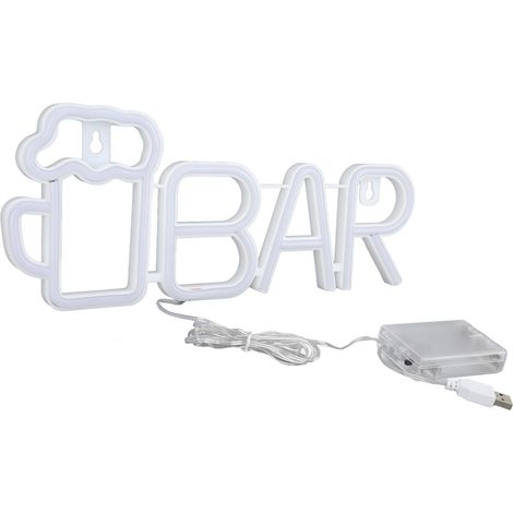 Enseigne lumineuse LED néon en forme de BAR, alimentée par USB ou piles, haute sécurité, idéale pour chambre, fête ou jardin. Couleur violette. (1/5)