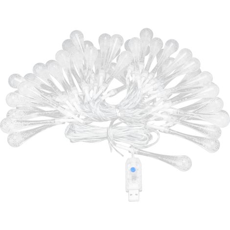 Guirlande lumineuse LED 50 pièces IP45 16 couleurs avec télécommande USB, lumières en forme de goutte d'eau pour une utilisation extérieure, cour et jardin. (1/5)