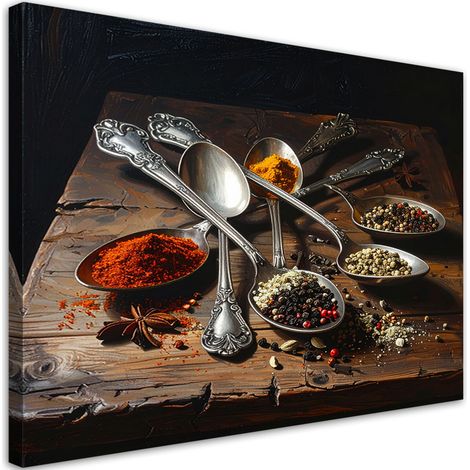 Quadro su tela, Spezie su cucchiai d'argento, 30x20 (1/5)