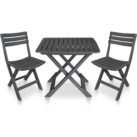 vidaXL Ensemble de bistro pliable 3 pcs Plastique Anthracite (1/5)