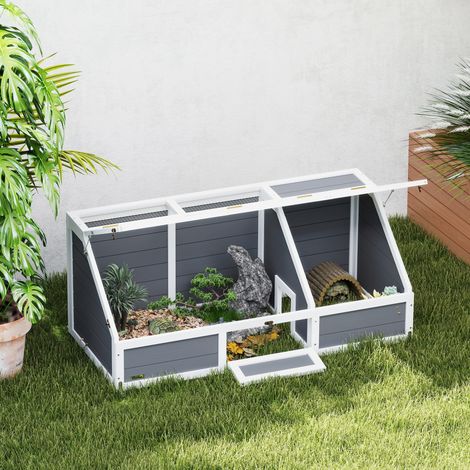 Enclos extérieur pour tortues, sans fond, facile à ouvrir, gris clair