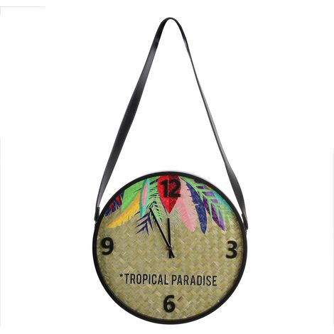 Pendule murale avec fond tressé EXOTIC