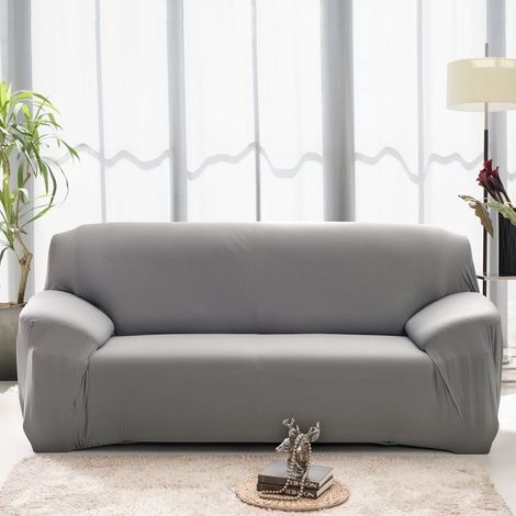Stretch Sofa Cover 3-Seater, Stretch Cover, Decorative Cover, Sofa Cover (Light Grey, 3-Seater: 185-230 cm) (1/5)