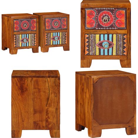 vidaXL Nachttisch 2 Stk. 35x35x45 cm Massivholz Akazie (1/5)