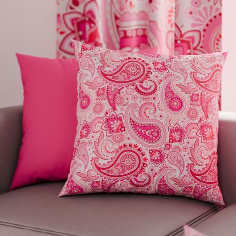 Lot de 2 Taies d'Oreillers 30x30 cm 100% Microfibre Hypoallergénique, Housse Oreiller Rectangulaire Paisley Fuchsia, Paquet de 2 (1/3)