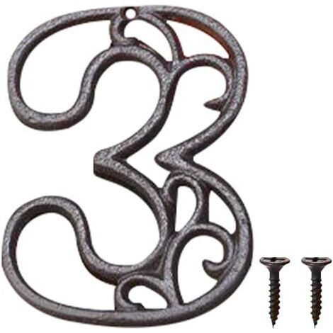 BUNTHAUS Métal Numéro de Maison en Fonte extérieur Moderne House Numbers Metal Sign Numéro de Porte Style rétro Numéro D'adresse Pour café, Bar, Restaurant (Numéro 3) (1/5)