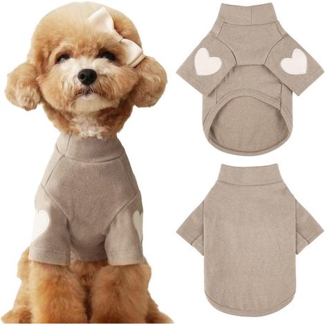 Hundepullover mit Herzchenmuster Warmes T-Shirt für kleine und mittelgroße Hunde Katzen und Welpenoutfit für Teddybären Chihuahuas Schnauzer S (1/5)