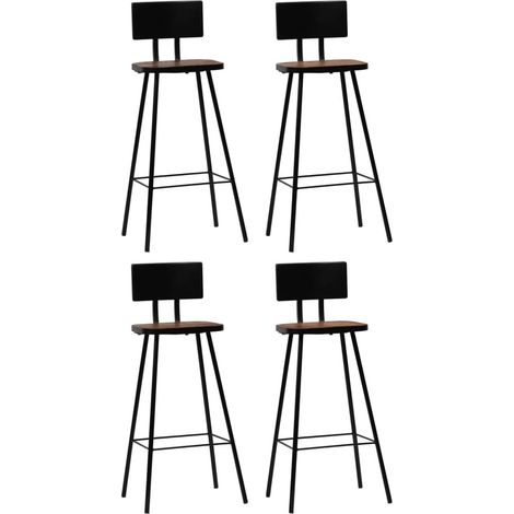 Chaise de bar bois massif foncé et métal noir Iar - Lot de 4 (1/5)
