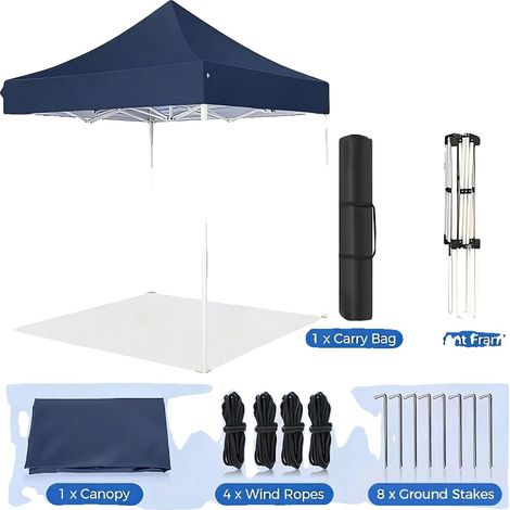 Abri de jardin, Hauteur réglable, Protection UV, Bleu Foncé-2x2Mètre (1/2)