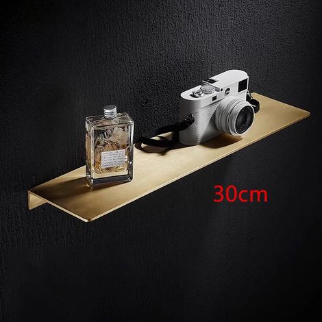 Étagère de salle de bain (30 cm) avec plateau doré brossé, étagère de douche en aluminium, organisateur mural noir pour cuisine (1/5)