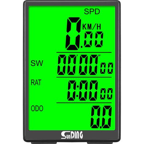 Compteur de vélo sans fil, 31 fonctions compteur de vitesse, grand écran de 3", compteur de vitesse de vélo étanche, sans fil, réveil automatique, compteur de vitesse, compteur kilométrique (1/5)