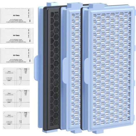 Lote de 3 Filtros Aspirateur pour Miele [Compact C1 & C2, Complete C2 & C3, S8340] 3 Filtros de Protección del Motor y 3 Filtros de Evacuación - Filtros de Recambio Compatibles con Asp (1/4)