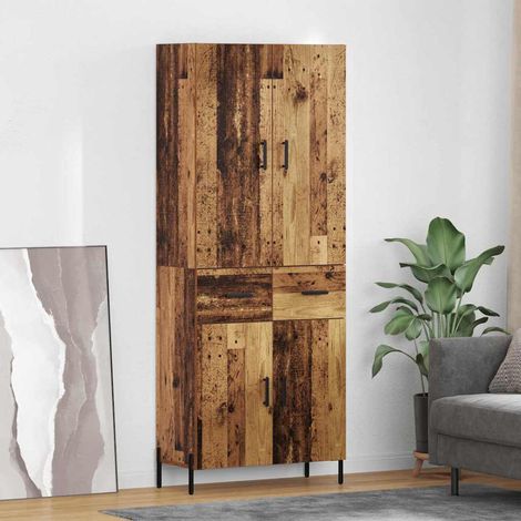 Highboard Wandmontiert Altholz 69,5 x 34 x 180 cm Holzwerkstoff