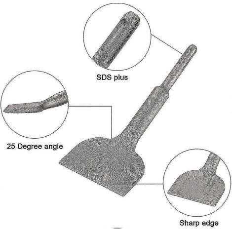 Ciseau à carrelage, 165 mm x 75 mm, série Extension haute qualité, ciseau courbe pour carrelage en céramique et de sol (1/3)