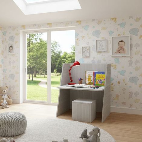 Scrivania montessori regolabile con sedia - Cresce con il tuo bambino - Rovere rock