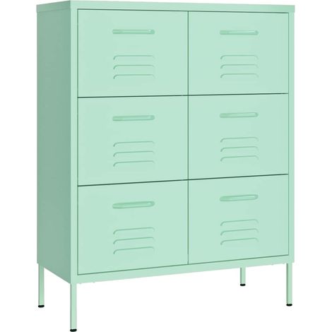 vidaXL Cassettiera Menta 80x35x101,5 cm in Acciaio