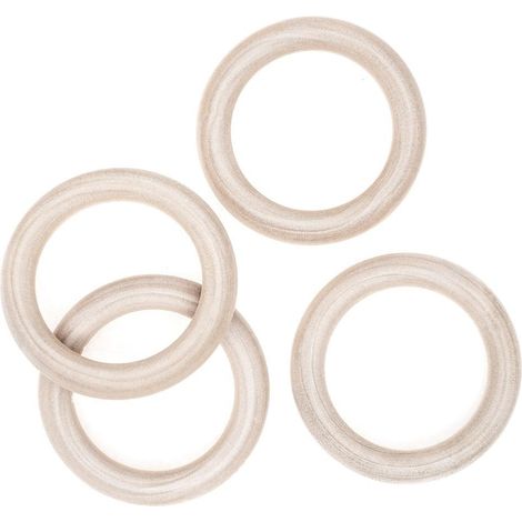 Anelli in legno per asta per tende in macramè, 7 cm, 4 pezzi