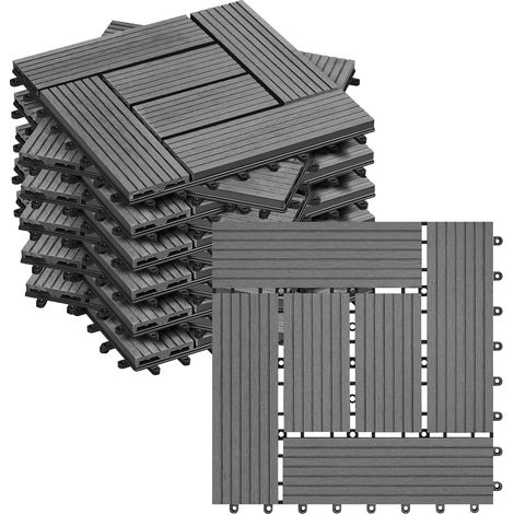 WOLTU 22X Suelo Exterior Entrelazado Wpc Para Balcón, Jardín O Terraza, Gris Claro