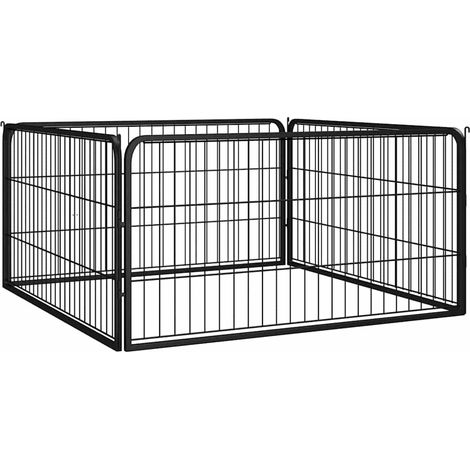 vidaXL Box Cani a 4 Pannelli Nero 100x50cm Acciaio Verniciato (1/5)