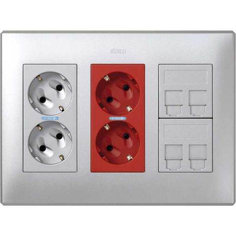 Kit puesto trabajo sai+rj doble 3 mód. aluminio SIMON 51000305-033