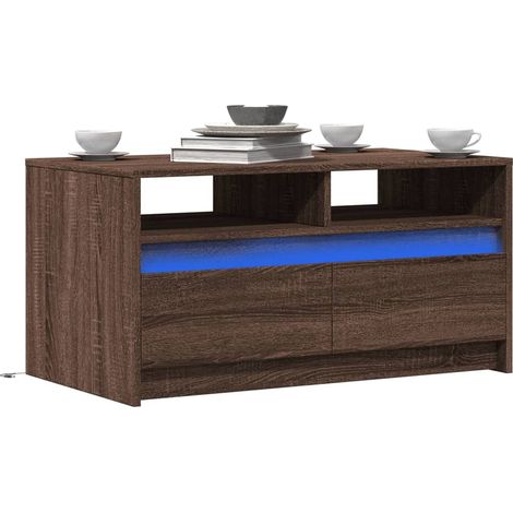 LED-Couchtisch Braun Eichen-Optik Holzwerkstoff