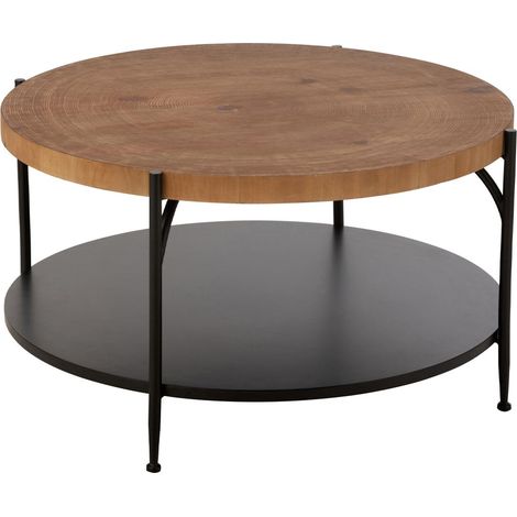 Table Basse Avec Étagère "Mia" 80cm Naturel & Noir (1/5)