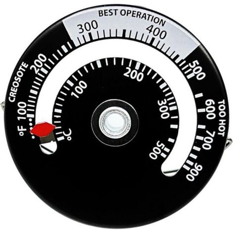 Thermometre Pour Poele A Bois - Sonde Magnetique - Affichage Analogique - Pour Controle Temperature Cheminee Et Foyer - 1 Unite (1/4)