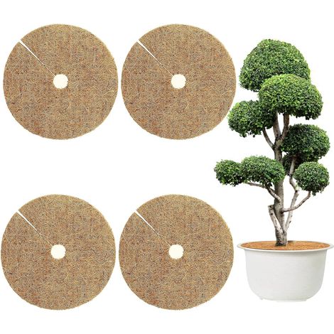 4 Pièces 30cm Tapis de Coco, Tapis de Coco Protection, Tapis Coco Plantes, Disque de Paillage, pour Plantes en Pot, Protéger Les Racines des Plantes en Pot du Gel