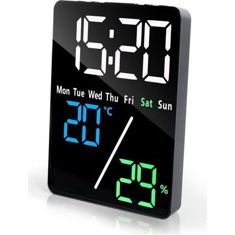 5.7" Réveil Numérique LED Horloge Digitale, Reveil Matin avec 1 Charge USB, Température, Date, Luminosité Réglable, Snooze, 2 Alarme Horloge de Bureau pour Chambre Bureau Maison (1/5)